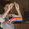 Rainbow Pride Sign Gift Farmhouse Be a Good Human Wooden Hanging Sign Plaque Rustic Wall Art Decor for Home Decoration 12 x 6 Inches